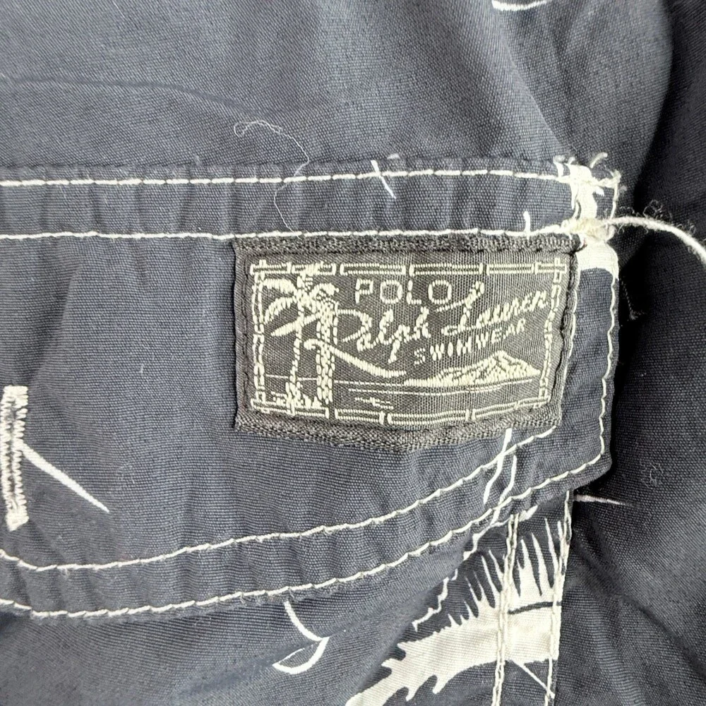 Polo Ralph Lauren Swim Trunks Mens L Blue Marlin Sailfish Fish Print Shorts
